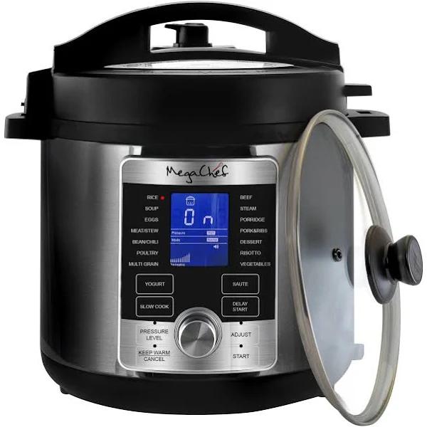 Megachef 6 Quart Stainless Steel Electric Digital Pressure Cooker with Lid