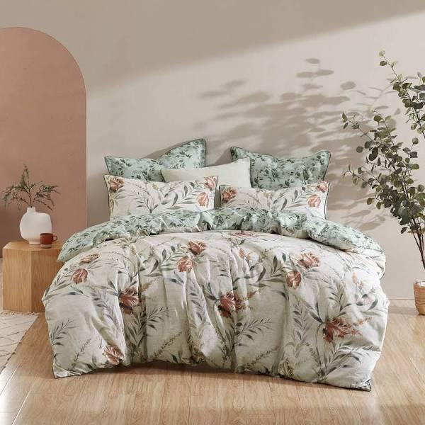 Logan & Mason Elise Sage Quilt Cover Set | King Bed