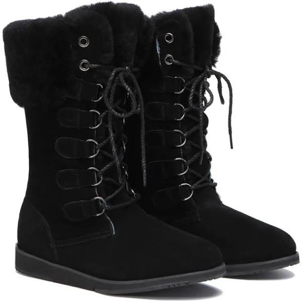 Lace Up Mid Calf Fashion Sheepskin Women Boots Becky