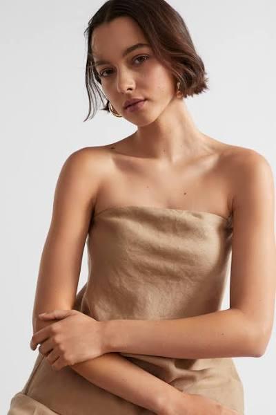 Seed Heritage Core Linen Strapless Top in Beige 12