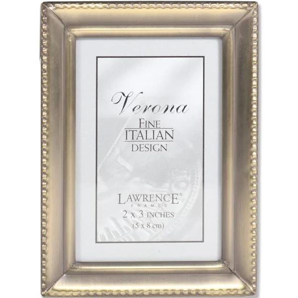 Lawrence Frames Steel Picture Frame Size: 5.1cm x 7.6cm , Colour: Antique Brushed Brass With Bead Border