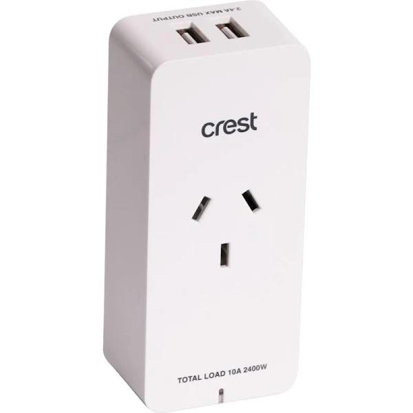 Crest Smart Single Adaptor with 2 USB