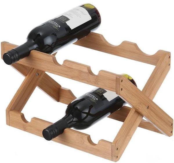 Bamboo 6 Bottle Wine Rack Folding