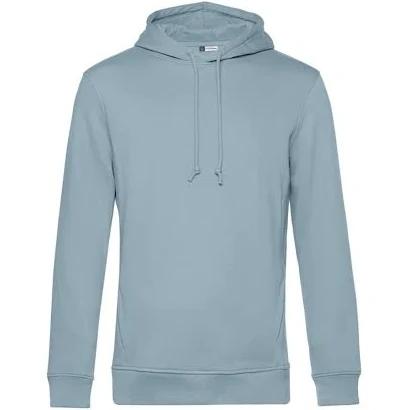 B&C Mens Organic Hoodie Dusty Blue M Ringspun Cotton Recycled Polyester Mens Hoodie