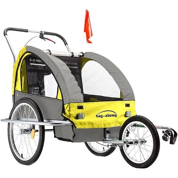 Tag-Along Kids Bike Trailer Bicycle Pram Stroller Children Jogger Yellow