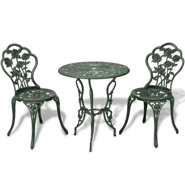 3 Piece Bistro Set Cast Aluminium - Green