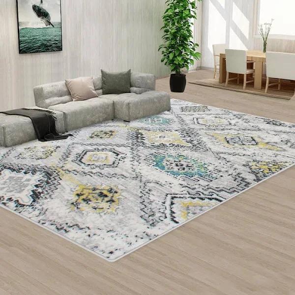 Style Pattern Grey Creamy Floor Area Abstract Rug Modern Large Carpet