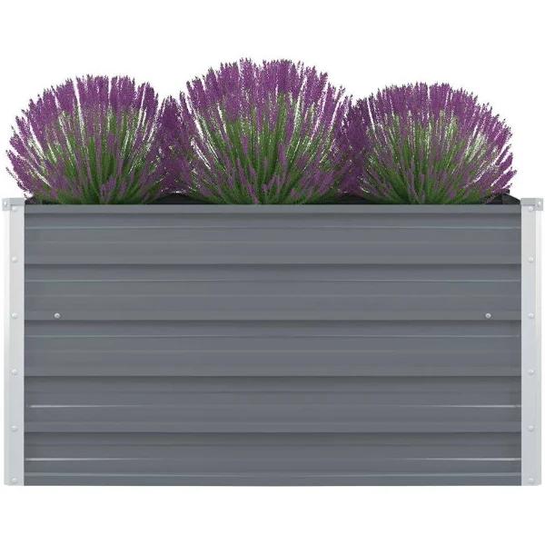 Raised Garden Bed 100x100x45 cm Galvanised Steel - Grey