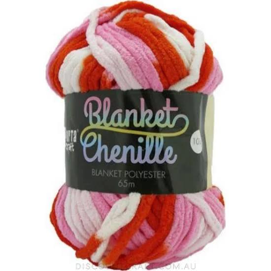 Chenille Blanket Yarn 100g 65m 12ply - Multi Peach