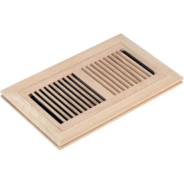 Homewell White Oak Wood Floor Register, Flush Mount Vent with Damper, 6x14 Inch, Unfinished