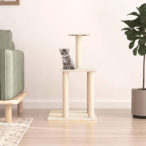 Cat Tree with Sisal Scratching Posts Cream 85.5 cm vidaXL