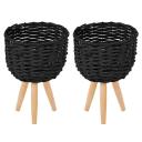 Cooper & Co. Small Natural Wicker Flower Basket Pot Planter Stand Black