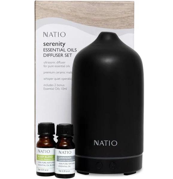 Natio Serenity Diffuser & Essential Oils Gift Set Black