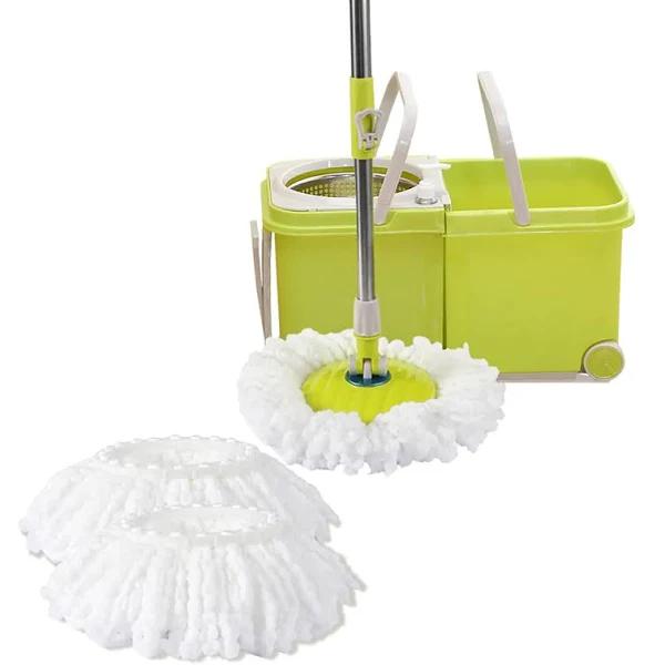 360° Spin Mop Bucket Set Spinning Stainless Steel Wet Dry Rotating Microfiber