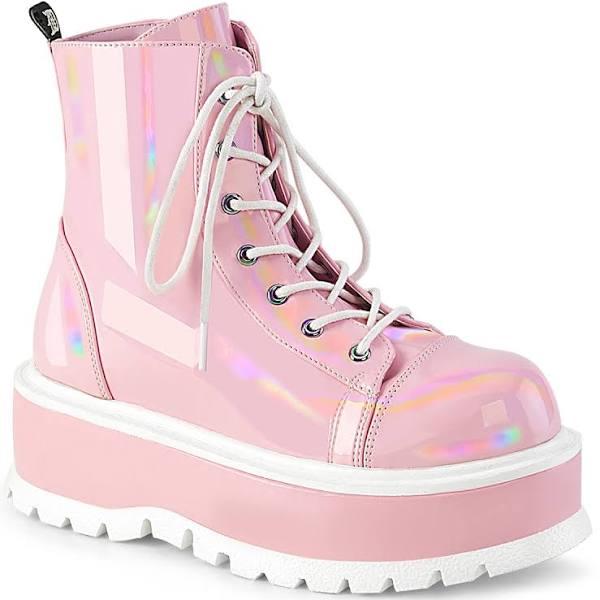 Demonia SLACKER-55 Baby Pink Holo Patent Size 9