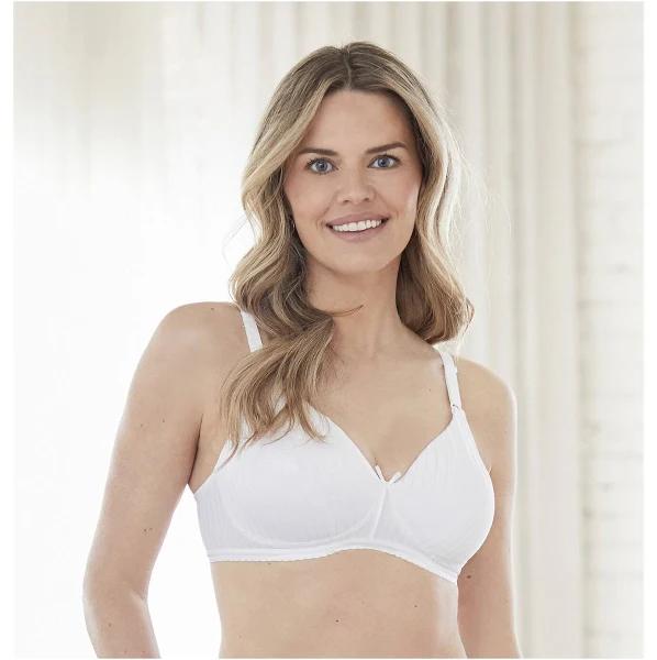 Bestform Striped Wire-free Cotton Bra With Lightly Lined Cups - White 14A 5006248 Plus Size Bra - AfterPay Available