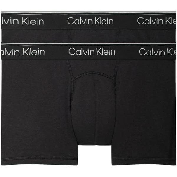 Calvin Klein Active Pima Cotton Elastane Trunks in 2 Pack in Black S