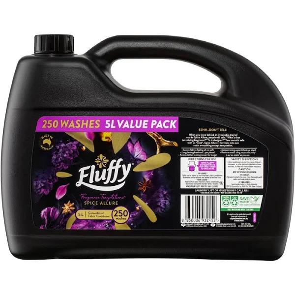 Fluffy Concentrate Liquid Fabric Softener Conditioner, 5L, 250 Washes, Spice Allure, Fragrance Temptations