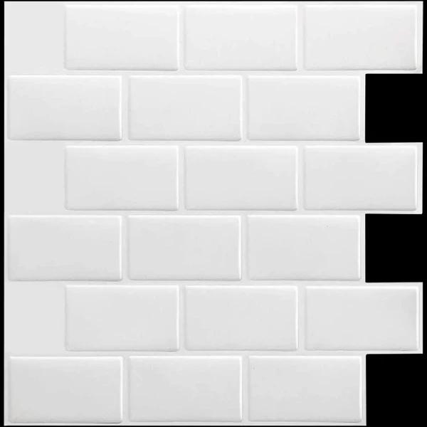 Tiles 3D Peel and Stick Wall Tile Subway White (30 x 30cm x 10 Sheets)