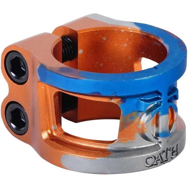 Oath Cage V2 Alloy 2 Bolt Clamp - Orange/Blue/Titanium