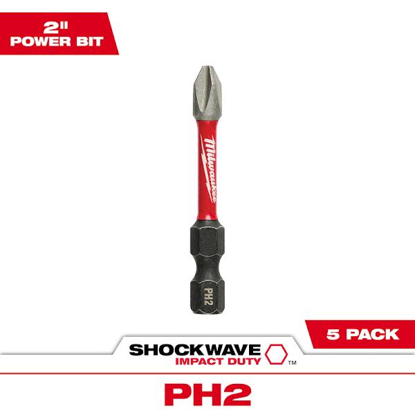 Milwaukee 48-32-4602 Phillips Power Bits 5 Pack