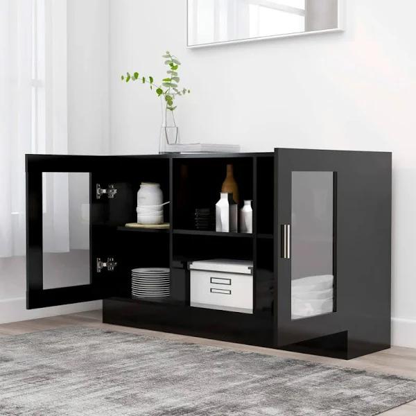 vidaXL Vitrine Cabinet Black 120×30.5×70 cm Engineered Wood