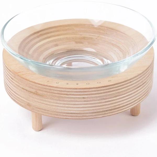 PURROOM Premium Glass Pet Bowl (Wood Stand)