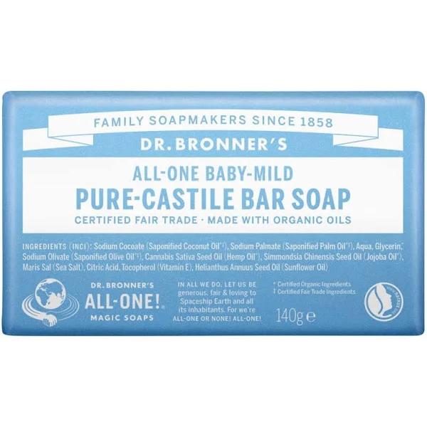 Dr Bronner's Baby Unscented Pure-Castile Soap Bar 140 Gr