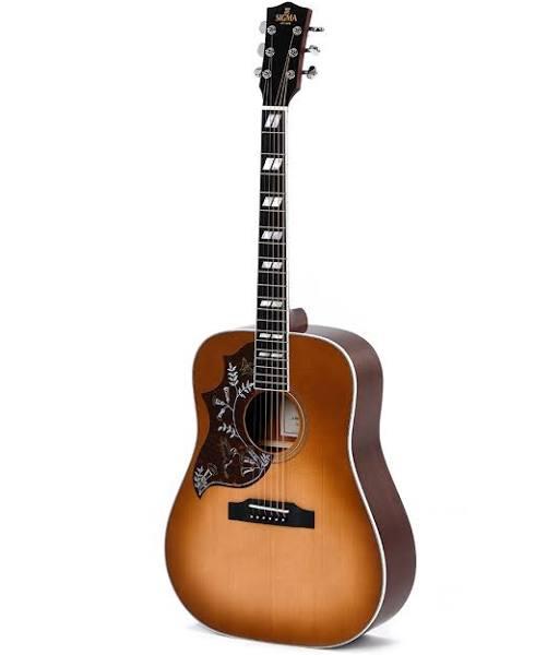 Sigma Dreadnought Solid Sitka Spruce Top - Mahogany Back and Sides - Heritage Cherry Sunburst - Hummingbird - Gloss LH