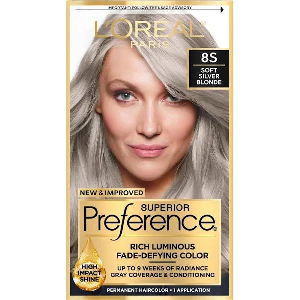 L'oreal Paris Superior Preference Permanent Hair Color, Soft, Silver Blonde 8S