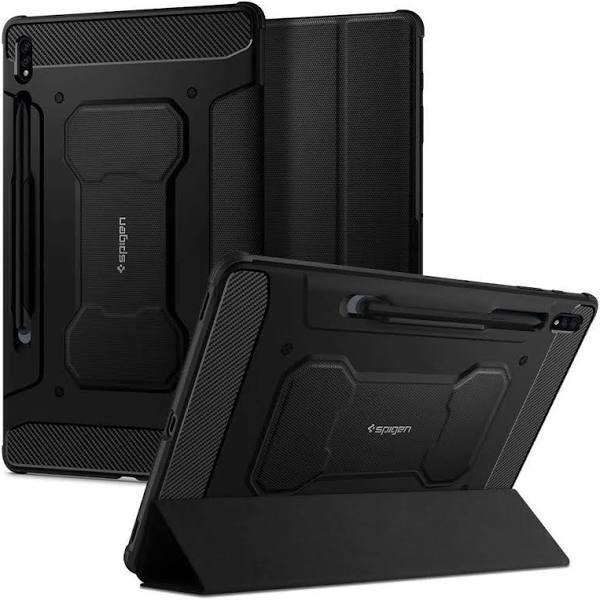 Samsung Galaxy Tab S8 Plus / S7 Plus 12.4 Case, Genuine SPIGEN Rugged Armor Pro Cover For Samsung - Black