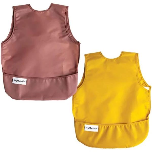 Tiny Twinkle Apron Bib - 2pk Taupe/Dandelion / Large 2-4yrs