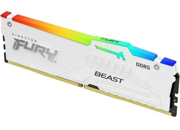 Kingston 32GB Kit (2x16GB) DDR5 Fury Beast RGB C40 6000MHz - White