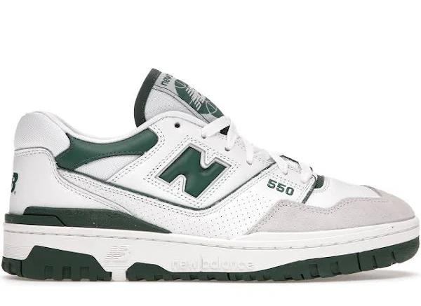 New Balance White & Green 550 Sneakers