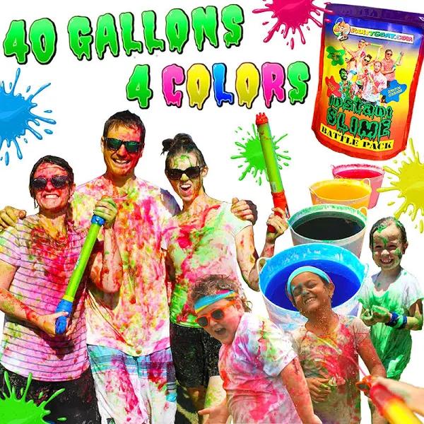 Bulk Instant Slime Powder! Mix with Water To Make A Huge 160L of Slime! 4 Colours For Slime Bucket Challenges, Colour Fun Run, Slime Blaster Gun or