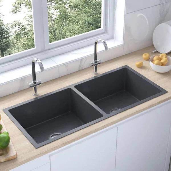 vidaXL - Handmade Kitchen Sink Stainless Steel - Black