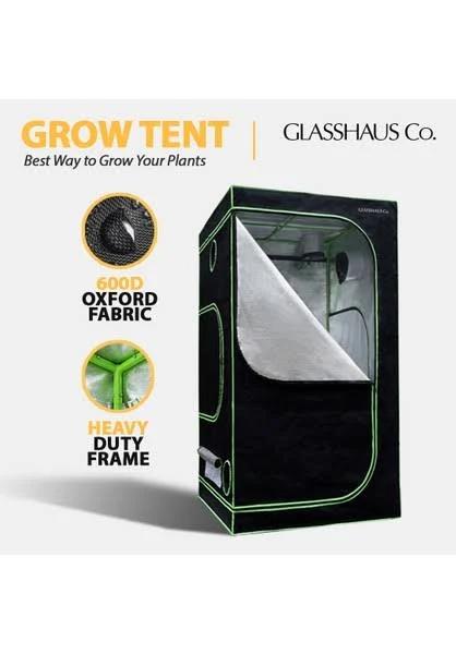 Glasshaus Co Glasshaus Grow Tent Kits Size A: 60X60X140cm Real 600D Oxford Hydroponic Indoor System