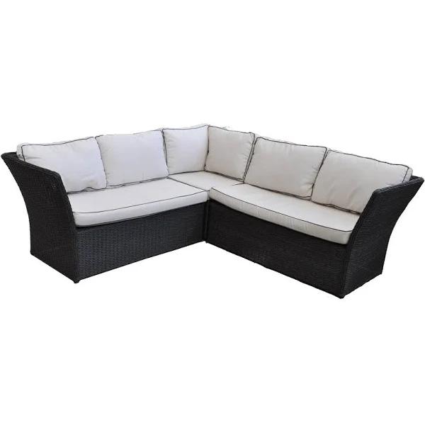 Hampton - Outdoor Wicker Corner Lounge with Ottomans Footstools