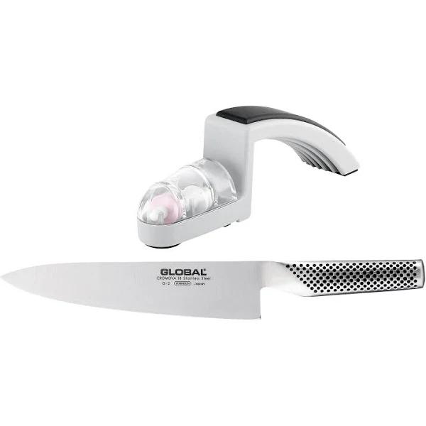 Knife 20cm & Sharpener Set, Global