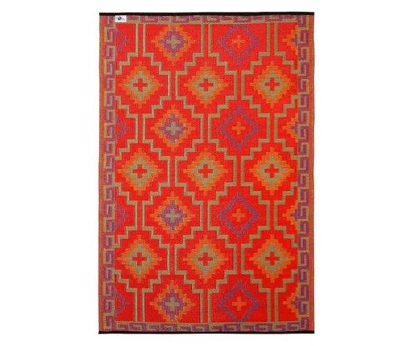 180x270cm Lhasa Orange & Violet Recycled Plastic Outdoor Rug and Mat