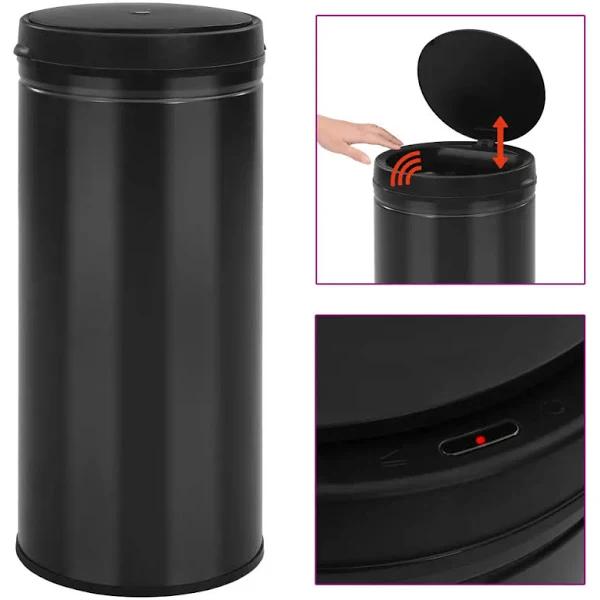 vidaXL - Automatic Sensor Dustbin Carbon Steel - Black - 80 L