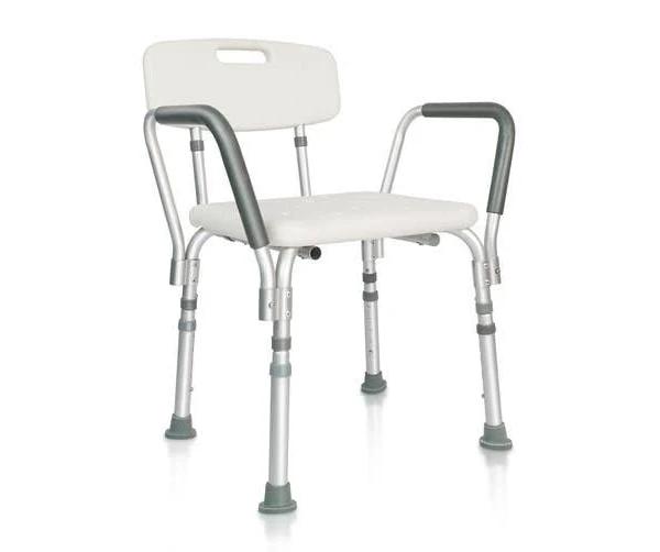 Altus Bathroom Shower Stool Bath Chair Aluminium Adjustable Rust Free Lightweight (Back and Arm Rest Shower Chair)