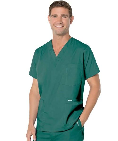 Landau 7489 Men's 5-Pocket Scrub Top - Hunter Green, XLG