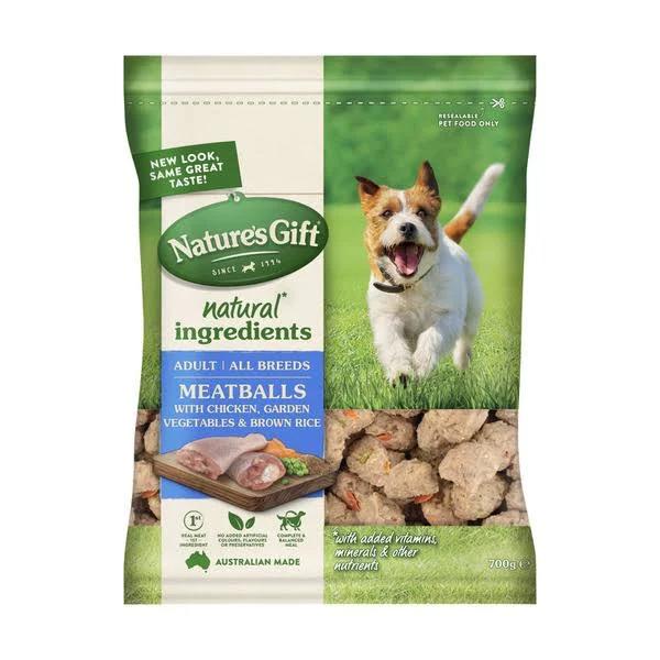 Nature's Gift Adult Chilled Fresh Dog Food Meatballs with Chicken Brown Rice & Garden Vegetables