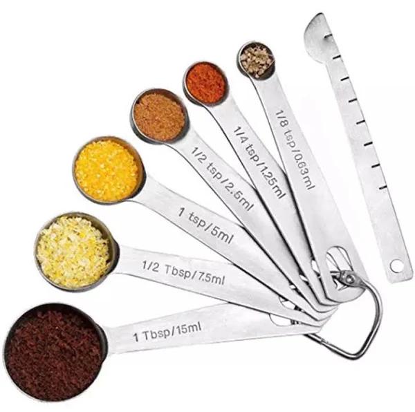 7pcs Stainless Steel Measuring Spoons | Kitchen Cooking Tool