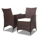 Gardeon 3pc Bistro Wicker Outdoor Furniture Set - Brown