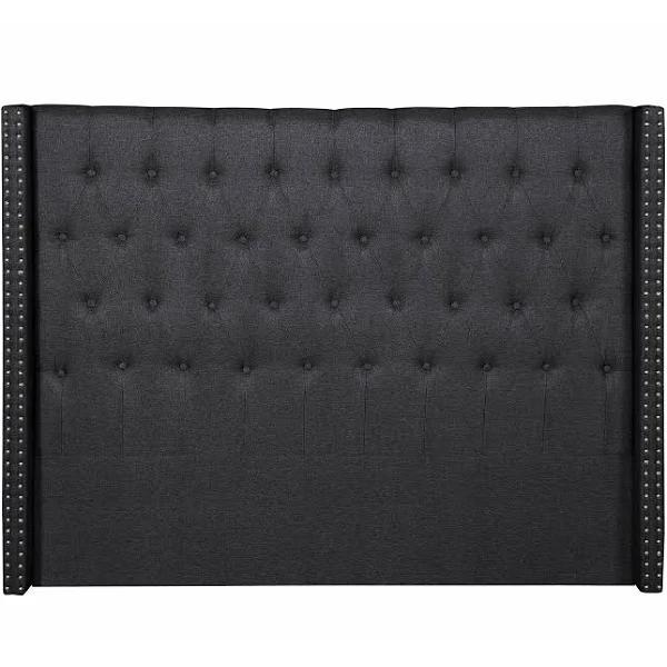 Foret Bed Head Double Size Headboard Bedhead Frame Base Stud Tufted Fabric Black