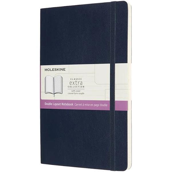 Moleskine Classic Notebook - Double Layout Sapphire Blue Large Soft Cover