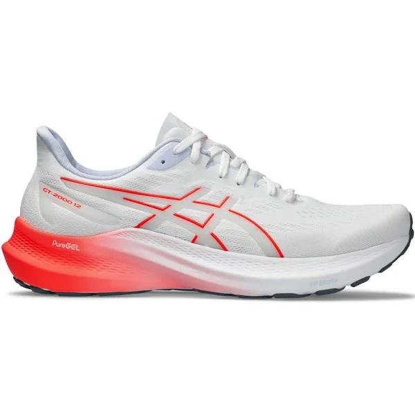 Mens ASICS GT-2000 12, White/Sunrise Red / 11