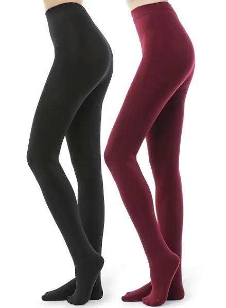 G&Y 2 Pairs Fleece Lined Tights For Women - 100D Opaque Warm Winter Pantyhose